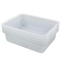 Hommp 8 Quart White Small Bus Tub/Box, Small Rectangle Wash Basins, 4-Pack