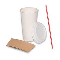 (200 Sets) 20 oz White Paper Hot Cups with Dome Lids and Sleeves with Free Bonus Stirrers, Disposable to Go Coffee Cups with Travel Lids, Ideal for Latte, Cappuccino, Tea & Chocolate