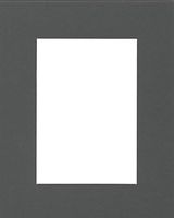 Pack of (5) 8x10 Acid Free White Core Picture Mats Cut for 5x7 Pictures in Slate Grey