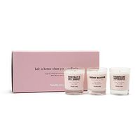 Soohyang Premium Mini Candle Gift Set of 3, 100% Pure Soy Wax Glass, Trial Set, 1.05 oz (Pink Box)