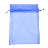 Texplus 100Pcs Drawstring Organza Gift Candy Jewelry Party Pouch Bags (Blue, 7"Wx9"L)