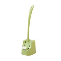 Yamalans Plastic Long Handle Toilet Brush,Bathroom Side Curved Clean Brushes Tool with Base for Corner Bending Deep Cleaning Brush Dust Window Gap Cleaning Tool Green