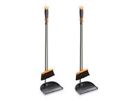 Casabella Easy to Use Stationary Upright Sweep Set in Graphite/Orange (2 Pack) Made in USA