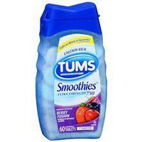 Tums Smoothies Extra Strength 750 Antacid/Calcium Supplement Chewable Tablets Berry Fusion 60.0 ea. (Quantity of 6)