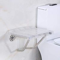 LCF Folding Shower Seat Bench Plastic Wall Mount Construction Steel Frame, 300lb Capacity for Senior, Handicap Disabled, Medical Use Foldable Bathroom Stool