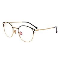 Jardin d'amour Designer Cat Eye Oversized Round Optical Frames Womens Mens Metal Frame Fashion Eyeglasses JA943 Black-Gold
