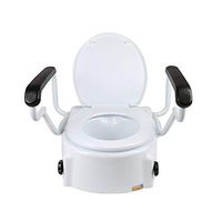 Raised Toilet Seat with Arms, Adjustable Height Toilet Safety Rail Frame, Anti-Slip Removable Padded Handles, for Assist Elderly Disabled Seat Support