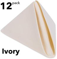Ivory Cloth Napkins – 12 Pack of 20” Large Dinner Table Linen - Easy Care and Perfect for Restaurant, Hotel, Wedding or Catering – Commercial Quality neatly Hemmed Napkins in Premium Weight Fabric