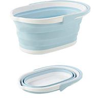 Collapsible Plastic Bucket Portable Square Tub Folding Storage Containers for Fishing Camping Car Washing (Blue)