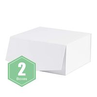 WRAPAHOLIC 2Pcs White Gift Box 8x8x4 Inches, Collapsible Gift Box with Magnetic Closure for Party, Wedding, Gift Wrap, Bridesmaid Proposal, Storage