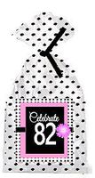 CakeSupplyShop Item#PGB-083 Happy 82nd Birthday Pink w. Black Polka Dot Party Favor Bags with Ties -12pk