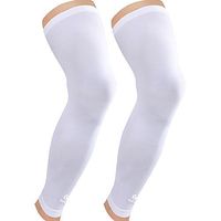 Kuangmi Leg Compression Sleeve Breathable UV Sun Protection Basketball,Running,Cycling,Pain Relief,Shin Splints (General White (Pair), Medium)
