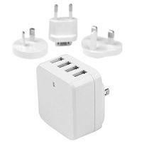 StarTech.com Travel USB Wall Charger - 4 Port - White - Universal Travel Adapter - International Power Adapter - USB Charger (USB4PACWH)
