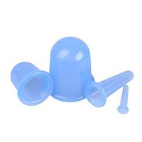 Healifty 4pcs/Set Silicone Cupping Set Massage Therapy Cupping Cups Body Facial Cupping Cups (Blue)