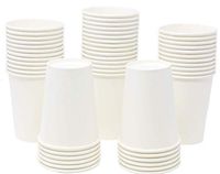 Locco Decor 50-pack 9oz. Disposable White Paper Cups for hot and cold drinks coffee tea water cups