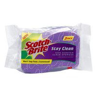 3M Scotch Brite Scrubbers & Sponges (Stay Clean Non Scratch 3Pk)