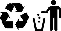 Recycle Trash Set For Bin Can Vinyl Decal Sticker- 6" Wide Matte White Color