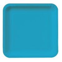 Creative Converting Touch of Color 18 Count Square Paper Dinner Plates, Turquoise