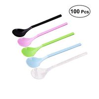 UPKOCH Mini Transparent Plastic Spoons Tasting Spoons Disposable Flatware Spoons Frozen Dessert Supplies for Jelly Ice Cream Dessert Appetizer 100 PCS