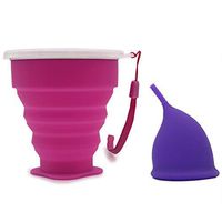 Leryeu Unique Design More Comfortable Menstrual Cup Set with Collapsible Silicone Sterilizing Cup Reusable Period Cup - Tampon and Pad Alternative