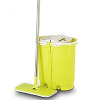 CWH&WEN Flat Mop Bucket Set with 2 Squeezable mop Pads, Stackable which Separates Clean and Dirty Water, Collapsible and Easy to Store for Floor and Tiles Cleaning