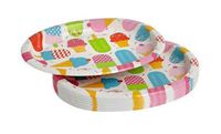 Northeast Home Frozen Fun Ice Cream Popsicle Oval Paper Plates 12-Inch x 10-Inch, 20 Count