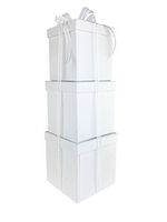 LAC Design Nested Boxes - Set of 3 for Baby Shower, Weddings, and Any Party (White)