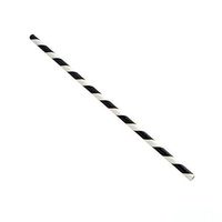 PacknWood Black Striped Paper Straws 8.3" (Unwrapped) - 50 Pcs
