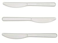100% Compostable Knives - Extra Long Bio-Degradable 50 count - Eco Friendly Durable and Heat Resistant Disposable Utensils (White Knives)