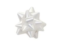 Pack Of 48, Small Solid White Star Poly Gift Bows 2-1/2" x 12 Loops Made In Usa