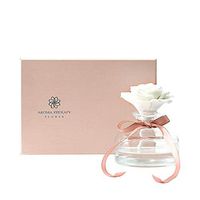 Handmade Ceramic Rose Scented Flower Fragrance Diffuser Gift Set, Fire-free Aromatherapy Vase Living Room Office Decoration (White)