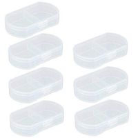 LazyMe 7 Pcs Small Daily Pill Box 2 Compartments Pill Organizer Portable Medicine Organizer (Clear)