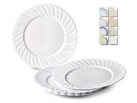 " OCCASIONS" 40 Plates Pack, Heavyweight Disposable Wedding Party Plastic Plates (7.5'' Appetizer/Dessert Plate, Blossom in White)