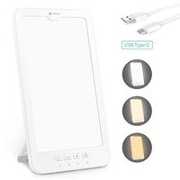 Light Therapy Lamp, HOSOME 10,000 Lux LED Sunlight Lamps with Bright White/Natural/Warm Lights, USB Type-C Powered UV Free Energy Light with 4 Timer Settings & Memoryfunction, Mother's Day Gift