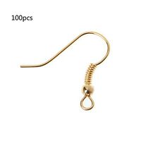 RUZYY 100Pieces Silver Gold Earring Hooks Ear Wires Hypo-allergeni DIY Jewelry Findings - Gold