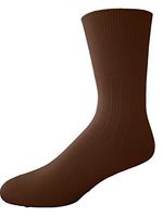 Classic Women's Ladies Diabetic Non-Binding Casual Soft Cotton Knit Classic Crew Dress Hosiery Socks 3-Pack Brown 9-11