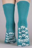 SLIPPER PAW PRNT TEAL 1SZ 96PR/CS MCK BRAND