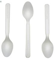 100% Compostable Spoons - 7 in Bio-Degradable 50 count - Eco Friendly Durable and Heat Resistant Disposable Utensils (White Spoon)