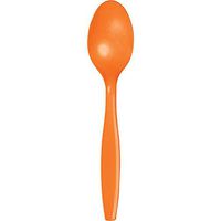 Club Pack of 288 Sunkissed Orange Premium Heavy-Duty Plastic Party Spoons