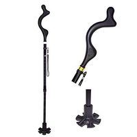 Adjustable Walking Stick Portable Folding Anti-Skid Cane 10 Height Adjustment Crutches 360° Traction Lightweight Self-Supporting Comfortable Handle