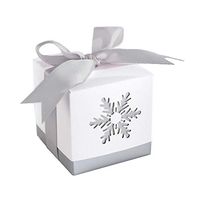 Kingsley 50pcs Candy Boxes Snowflake Wedding Candy Gift Box Party Favors Jewelry Small Gifts Cube Boxes (Silver Grey)