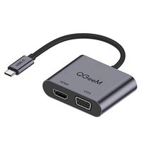 USB C to Hdmi VGA Adapter,QGeeM 2-in-1 Type C to HDMI VGA Adapter (Thunderbolt 3 Compatible) for MacBook Pro, iMac 2017, Chromebook Pixel, Galaxy S8/S8Plus and More