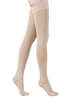 Thigh High Compression Stockings, Firm Support 20-30mmHg with Anti-Slip Silicone Band. Graduated Compression Socks, Opaque, Closed Toe, Treatment Swelling, Varicose Veins, Edema, Pregnancy, Beige XL