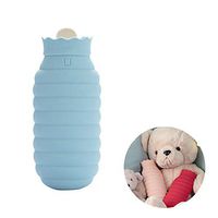 Hot Water Bottle Silica Gel Hot Water Bottle Water Injection Explosion Proof Warm Water Bag Hand Warmers Food Grade Silica Gel Microwave Oven Heating Warm Water Bag,Blue,L