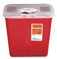 10-1/2" x 7-1/4" x 10" Red Portable Sharps Container with Rotor Lid (2 Gallon) (1 Container) - AB-135-74
