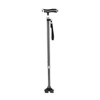 WXQ-XQ Crutches, Illuminated, Aluminum, Four-Sided Multi-Purpose Crutches, Adjustable Length, Telescopic, Used by The Elderly,Black