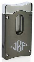 Personalized Caseti Gunmetal Wedge V Cigar Cutter with Free Laser Engraving (Diamond Monogram)