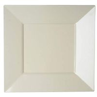 BalsaCircle 20 pcs 10.75-Inch Ivory Plastic Square Plates - Disposable Wedding Party Catering Tableware