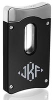 Personalized Caseti Matte Black Wedge V Cigar Cutter with Free Laser Engraving (Diamond Monogram)