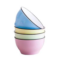 BLWX - Household eating bowl ceramic simple creative Korean pure color bowl porridge bowl - 5 colors choice, 3 sizes bowl (color : Mixed color, Size : 11.46cm)